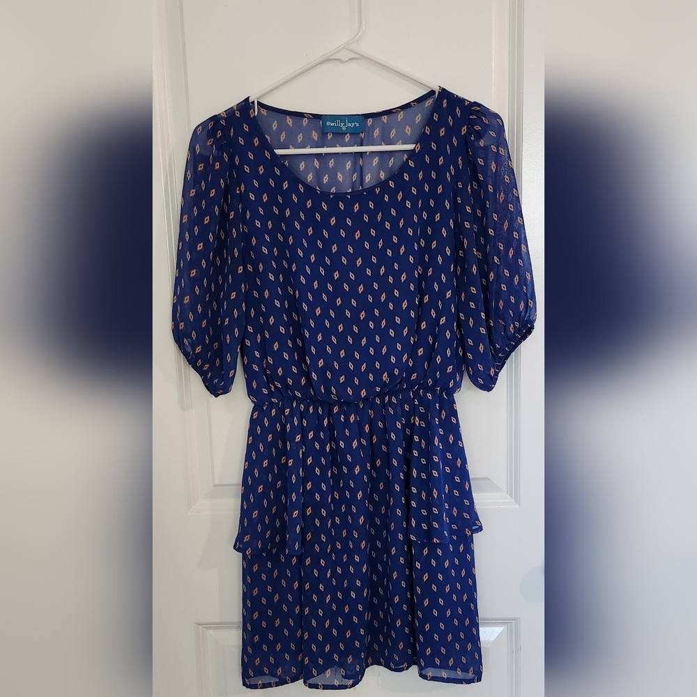 Willy Jay's, dress, navy with red/cream design